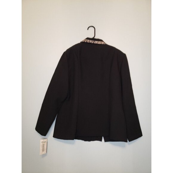 Vtg Whirlaway Frocks Womens 14 Blazer Jacket Button Front Black Snakeskin Trim - Picture 2 of 8
